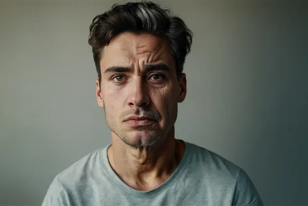 Retrato de un hombre que muestra signos de envejecimiento, reflexionando sobre la edad en la que se termina la juventud.