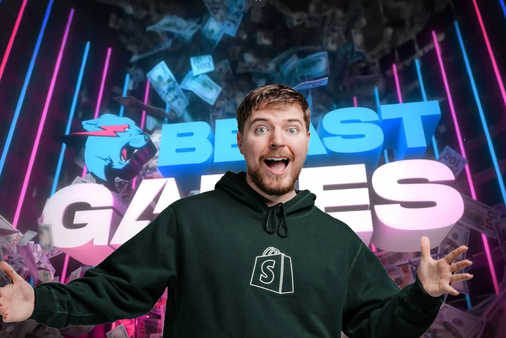 Imagen del famoso youtuber MrBeast , presentando sun nuevo reality Beast Games