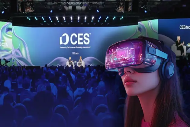 Imagen del evento tecnológico CES 2025 donde destaca la inteligencia artificial