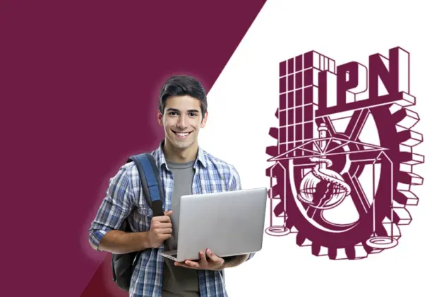 Joven estudiante con el logo del IPN de fondo buscando qué carreras estudiar en IPN Puebla
