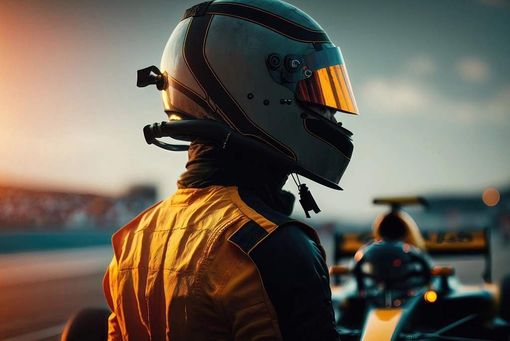 Joven piloto con casco en un kart de competición, representando el primer paso sobre cómo ser piloto de carreras profesional