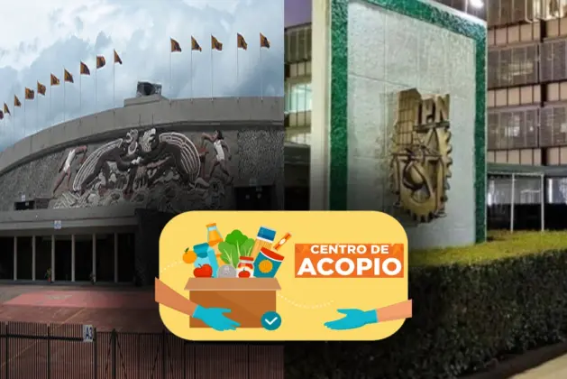 centro de acopio de la UNAM e IPN recibiendo donaciones de alimentos y víveres para las comunidades afectadas por las lluvias en Puebla y Veracruz