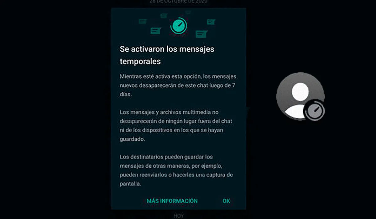 Así son y se activan los mensajes temporales de WhatsApp