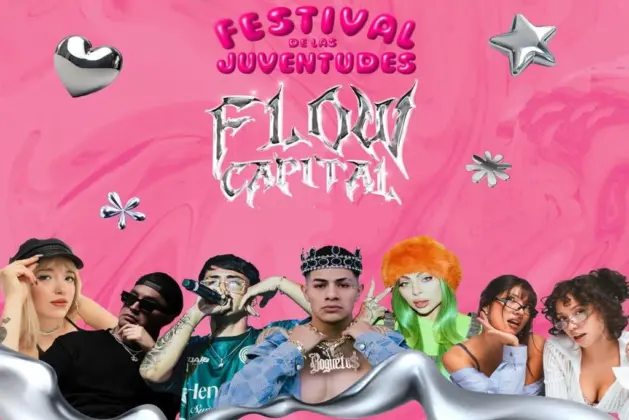Cartel Festival de las Juventudes en el Monumento a la Revolución, con artistas de reguetón en vivo y ambiente festivo.