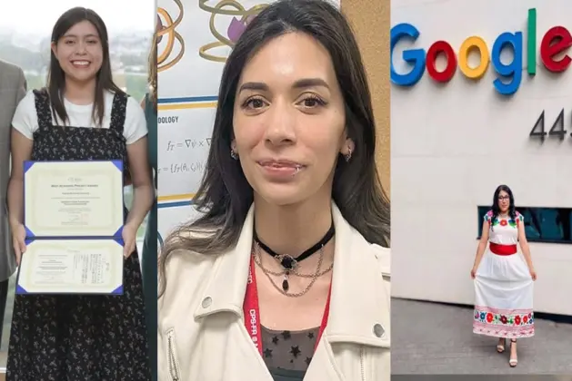 Tres estudiantes mexicanas sonrientes, representando el orgullo universitario, destacan en proyectos académicos internacionales en el MIT, Google y Japón.
