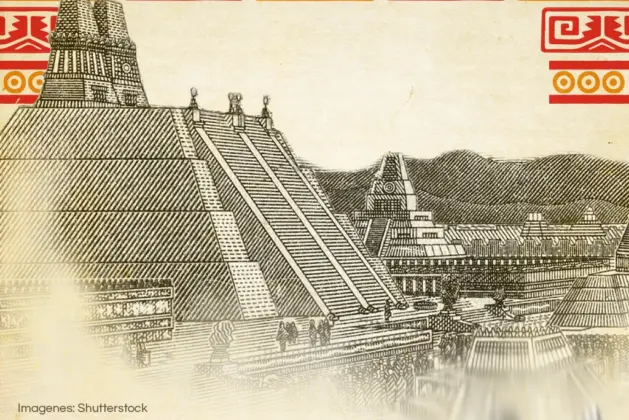 Reconstrucción digital de la antigua Tenochtitlan, mostrando sus canales, templos y la vida cotidiana en la ciudad lacustre del imperio mexica