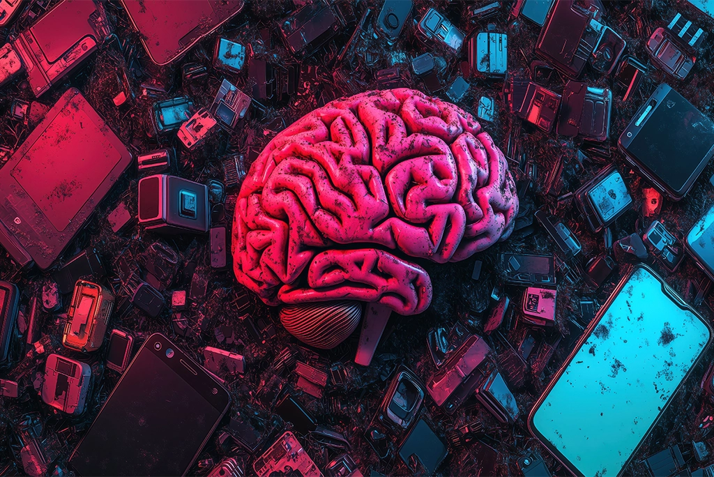 Ilustración sobre cómo la podredumbre cerebral puede afectar la estructura del cerebro+