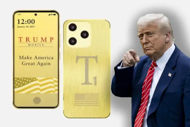 Smartphone y red Trump: Imagen del T1 Phone dorado, el nuevo dispositivo móvil exclusivo de Trump Mobile con sistema Android y planes de datos ilimitados en EE.UU.