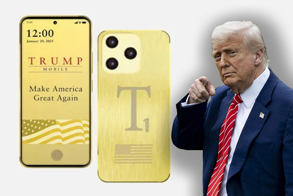 Smartphone y red Trump: Imagen del T1 Phone dorado, el nuevo dispositivo móvil exclusivo de Trump Mobile con sistema Android y planes de datos ilimitados en EE.UU.