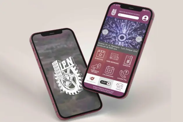 Imagen de teléfonos que muestran lo que puedes encontrar en la app del IPN
