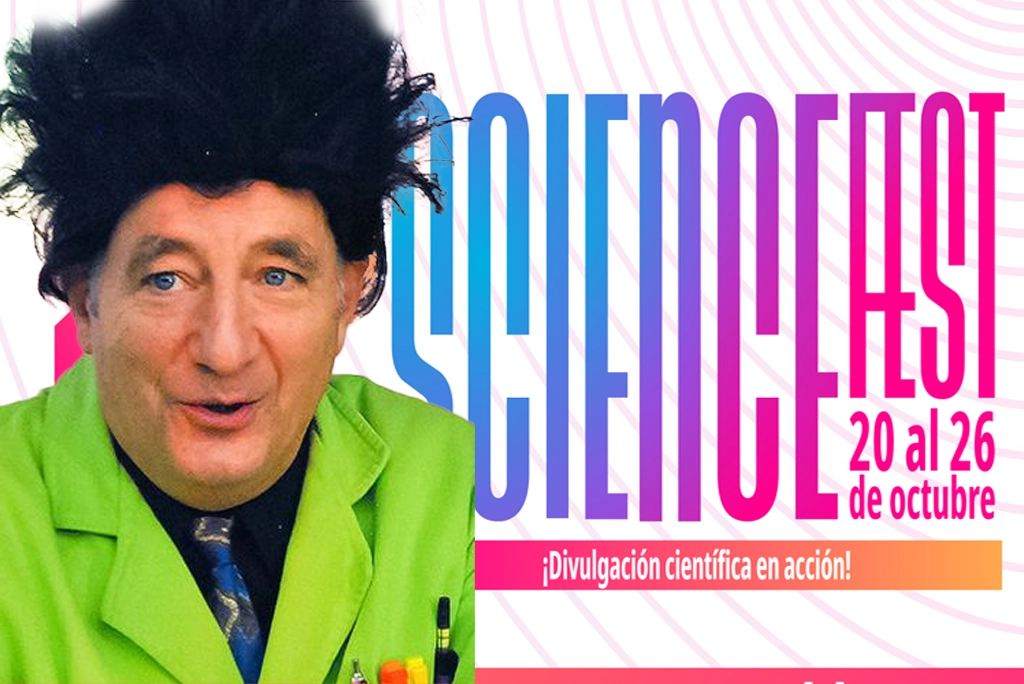 El científico Beakman con su característica bata verde durante su presentación en el Science Fest 2025 del Instituto Politécnico Nacional (IPN)