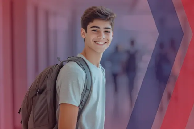 Joven estudiante de preparatoria en una escuela con educación integral.