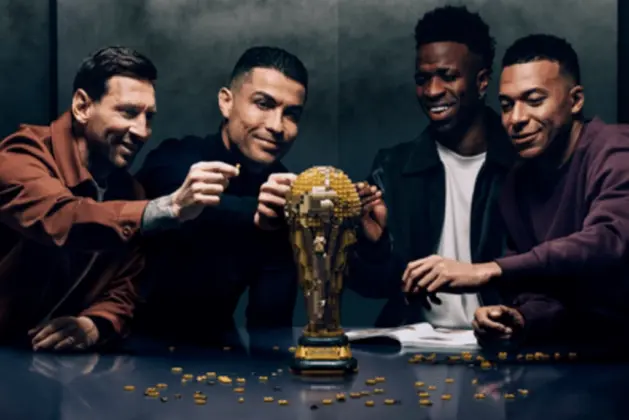 imagen del comercial de LEGO con futbolistas estrellas del mundial