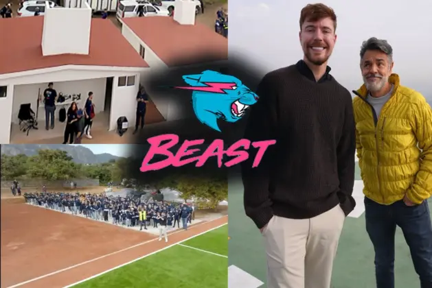 la escuela que MrBeast construyó en Edomex con el influencer y Eugenio Derbez