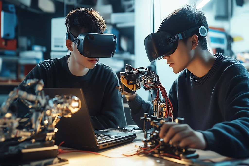 Jóvenes estudiantes preparándose para las competencias de robótica en el ITAM