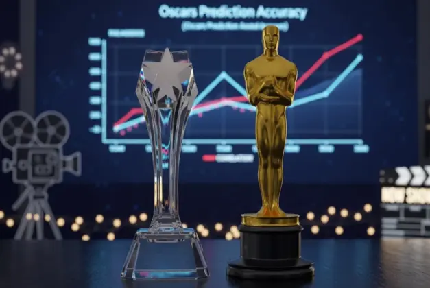 Imagen representativa de la estatuilla de los Critics Choice Awards junto a una de los premios oscar