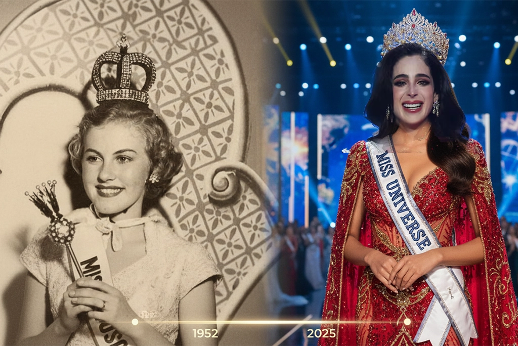Fátima Bosch, Miss Universo 2025, sonriente con la corona, representando la evolución de Miss Universo hacia la inclusión y diversidad en los certámenes de belleza.