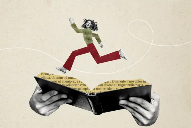 ilustración de una joven con un libro, haciendo alusión a los libros que siven para cumplir los principales propósitos