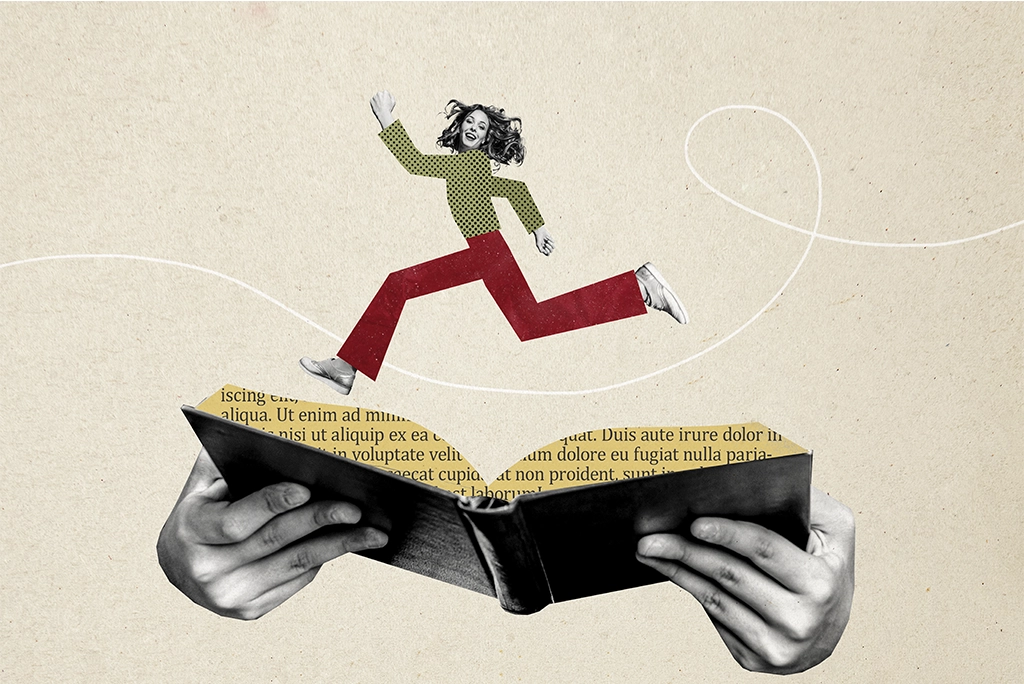 ilustración de una joven con un libro, haciendo alusión a los libros que siven para cumplir los principales propósitos