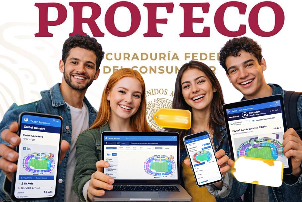 Jóvenes comprando boletos con las nuevas reglas que impuso Profeco a las boleteras