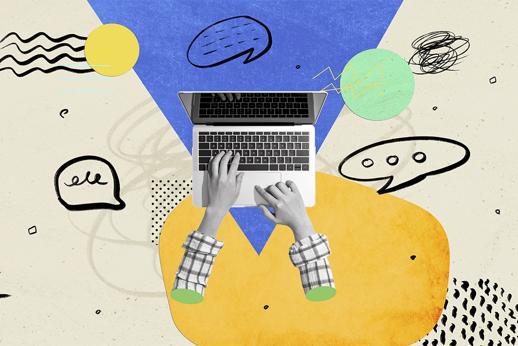Las manos de un joven sobre una laptop haciendo referencia a que es un bootcamp y que aprenden