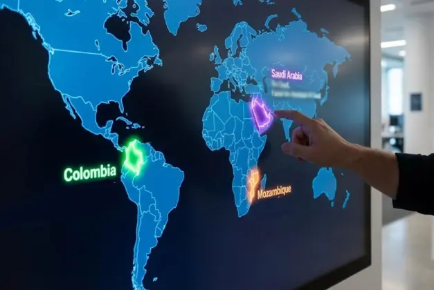 Mapa mundial interactivo destacando los países con nombres de personajes históricos y las figuras a las que rinden homenaje.